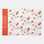 オレンジ色のワイルドフラワー名 キッチンタオル (横)