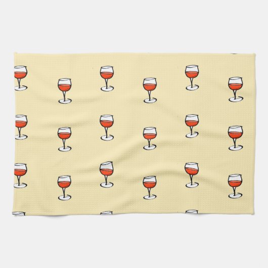 オレンジ色のワインをグラス キッチンタオル (横)