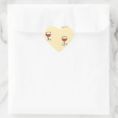 オレンジ色のワインをグラス ハートシール (バッグ)