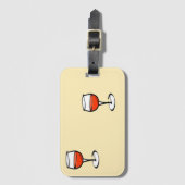 オレンジ色のワインをグラス ラゲッジタグ (正面縦)