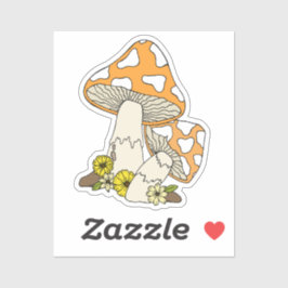 オレンジ色のヴィンテージマッシュルームのラップトップ シール