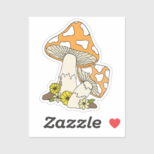 オレンジ色のヴィンテージマッシュルームのラップトップ シール (シート)