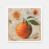 オレンジ色のヴィンテージ図 スタンダードカクテルナプキン (正面)