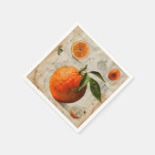 オレンジ色のヴィンテージ図 スタンダードカクテルナプキン (角)