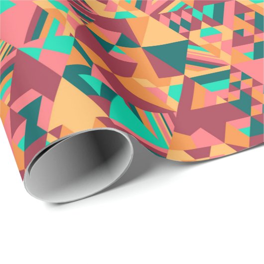 オレンジ色の三角モザイク ラッピングペーパー (ロールコーナー)