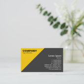 オレンジ色の三角形コーナー – ダークグレー 名刺 (スタンド正面)