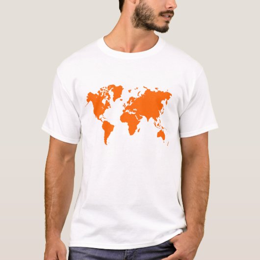 オレンジ色の世界地図 Tシャツ (正面)