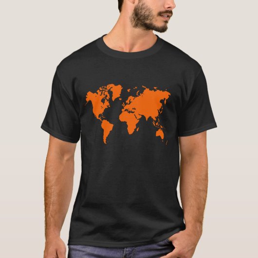 オレンジ色の世界地図 Tシャツ (正面)