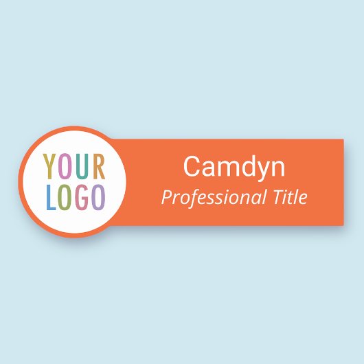 オレンジ色の丸型スタッフネームタグ会社のロゴ 名札