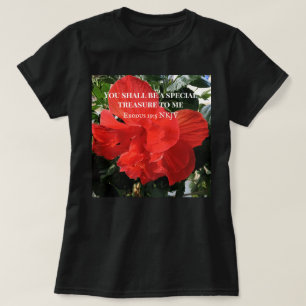 オレンジ色の二重ハイビスカスの写真フラワーバイブル・バース Tシャツ
