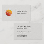 オレンジ色の企業の様式化されたグローブロゴ 名刺 (正面/裏面)