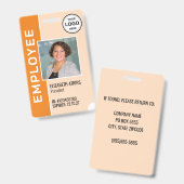 オレンジ色の企業ロゴ 社員写真バッジ バッジ (正面＆裏面)