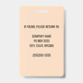 オレンジ色の企業ロゴ 社員写真バッジ バッジ (裏面)