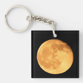 オレンジ色の光を持つ満月 キーホルダー