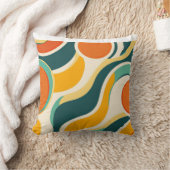 オレンジ色の円とカラーストリーム クッション (ブランケット)