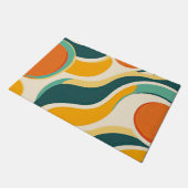 オレンジ色の円とカラーストリーム ドアマット (アングル)