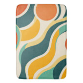 オレンジ色の円とカラーストリーム バスマット (正面縦)