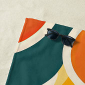 オレンジ色の円とカラーストリーム ビーチタオル (インサイチュ)