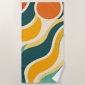オレンジ色の円とカラーストリーム ビーチタオル (正面)