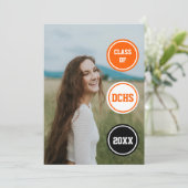 オレンジ色の円の写真 卒業のお知らせ 招待状 (スタンド正面)