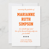 オレンジ色の円の写真 卒業のお知らせ 招待状 (裏面)