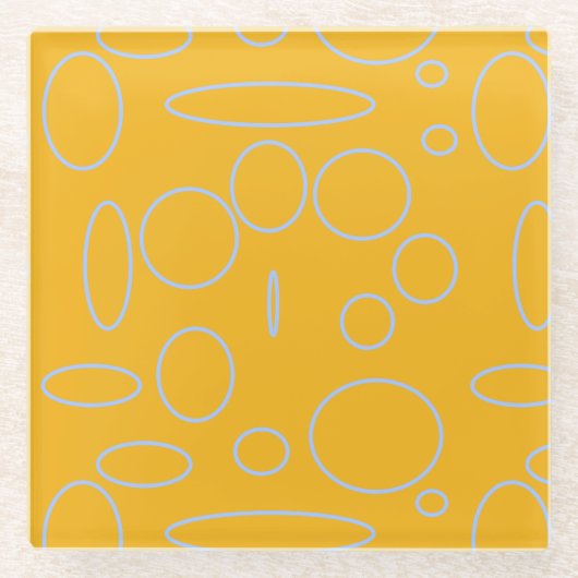 オレンジ色の円ループ ガラスコースター (正面)