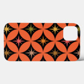 オレンジ色の円上のミッドセンチュリーアトミック柄の星 Case-Mate iPhoneケース (裏面 (横))