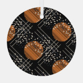 オレンジ色の円抽象芸術ヴィンテージパターン ガラスオーナメント (裏面)