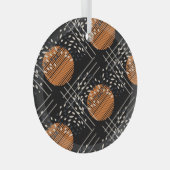 オレンジ色の円抽象芸術ヴィンテージパターン ガラスオーナメント (正面右)