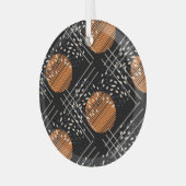 オレンジ色の円抽象芸術ヴィンテージパターン ガラスオーナメント (正面左)