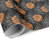 オレンジ色の円抽象芸術ヴィンテージパターン ラッピングペーパー (ロールコーナー)