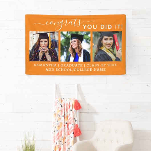オレンジ色の写真おめでとう2022年卒業 横断幕 (インサイチュ)