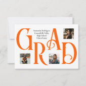 オレンジ色の写真クラシックとはっきりしたGRAD Letter 案内状 (正面)