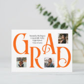 オレンジ色の写真クラシックとはっきりしたGRAD Letter 案内状 (スタンド正面)