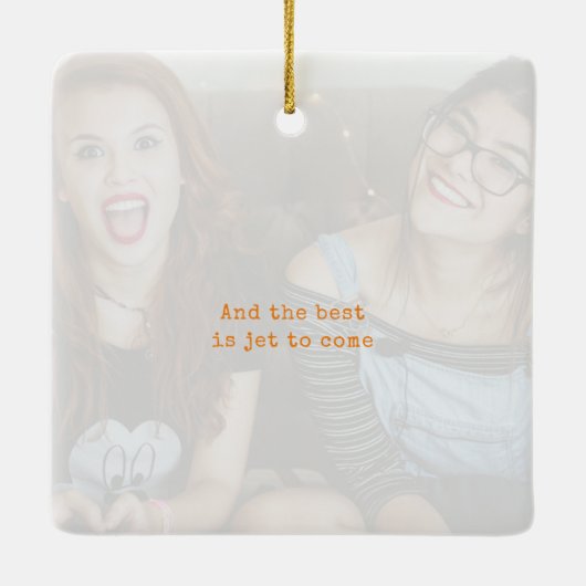 オレンジ色の写真記念クリスマス セラミックオーナメント (裏面)