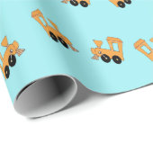 オレンジ色の列車が青にパターンを描く ラッピングペーパー (ロールコーナー)