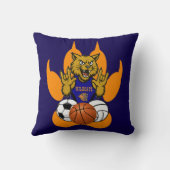 オレンジ色の前足ヤマネコ大好きスポーツ クッション (裏面)