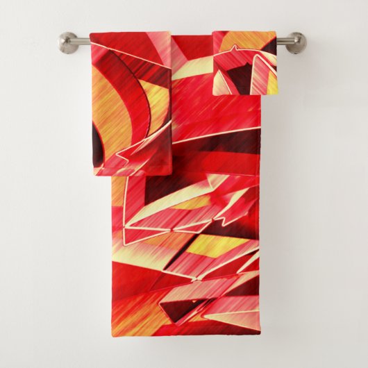 オレンジ色の動きをシミュレートする赤いストリップ バスタオルセット (インサイチュ)