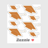 オレンジ色の卒業キャップカスタムを8枚組み合わせ シール (シート)