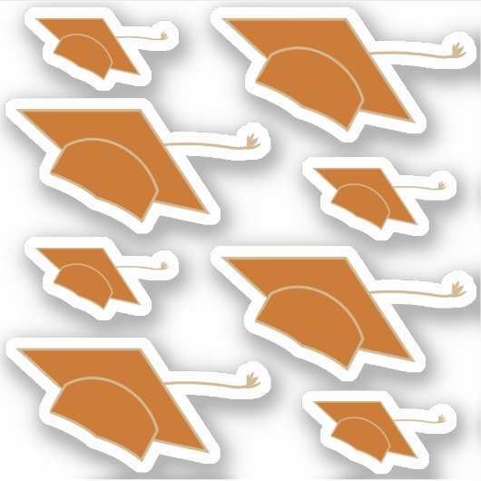 オレンジ色の卒業キャップカスタムを8枚組み合わせ シール (正面)