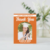 オレンジ色の卒業写真アーク 卒業感謝 ポストカード (スタンド正面)