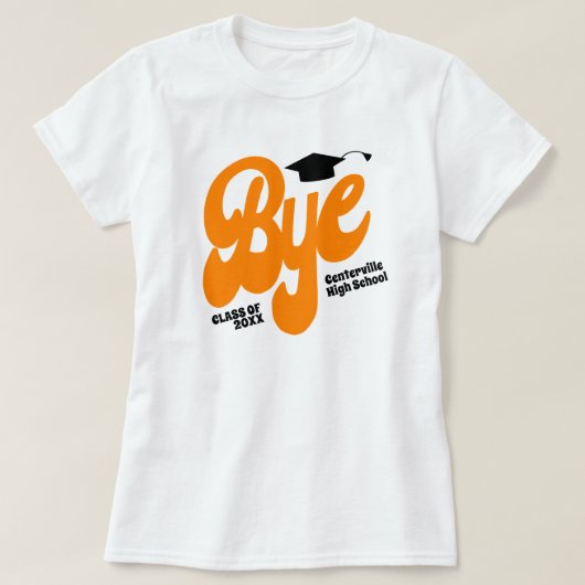 オレンジ色の卒業帽子 シニア Tシャツ (デザイン正面)