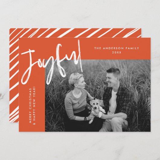 オレンジ色の単に楽しい写真 シーズンカード (正面/裏面)