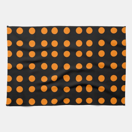 オレンジ色の反復ドット キッチンタオル (横)