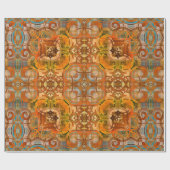 オレンジ色の古いヴィンテージパターンのアートデコ ラッピングペーパー (フラット)