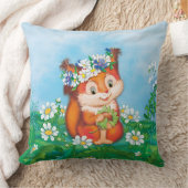 オレンジ色の可愛いリス クッション (ブランケット)