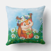 オレンジ色の可愛いリス クッション (裏面)