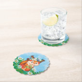 オレンジ色の可愛いリス ペーパーコースター (インサイチュ)