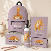オレンジ色の可愛い猫の子供用水筒（マーブピンク） ウォーターボトル