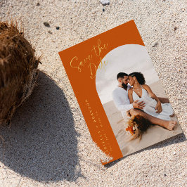 オレンジ色の名刺をホイルで保存 箔招待状